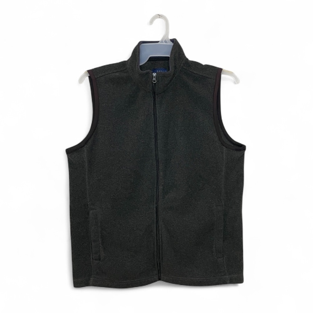 Basic Editions Men's Dark Gray Black Fleece Vest